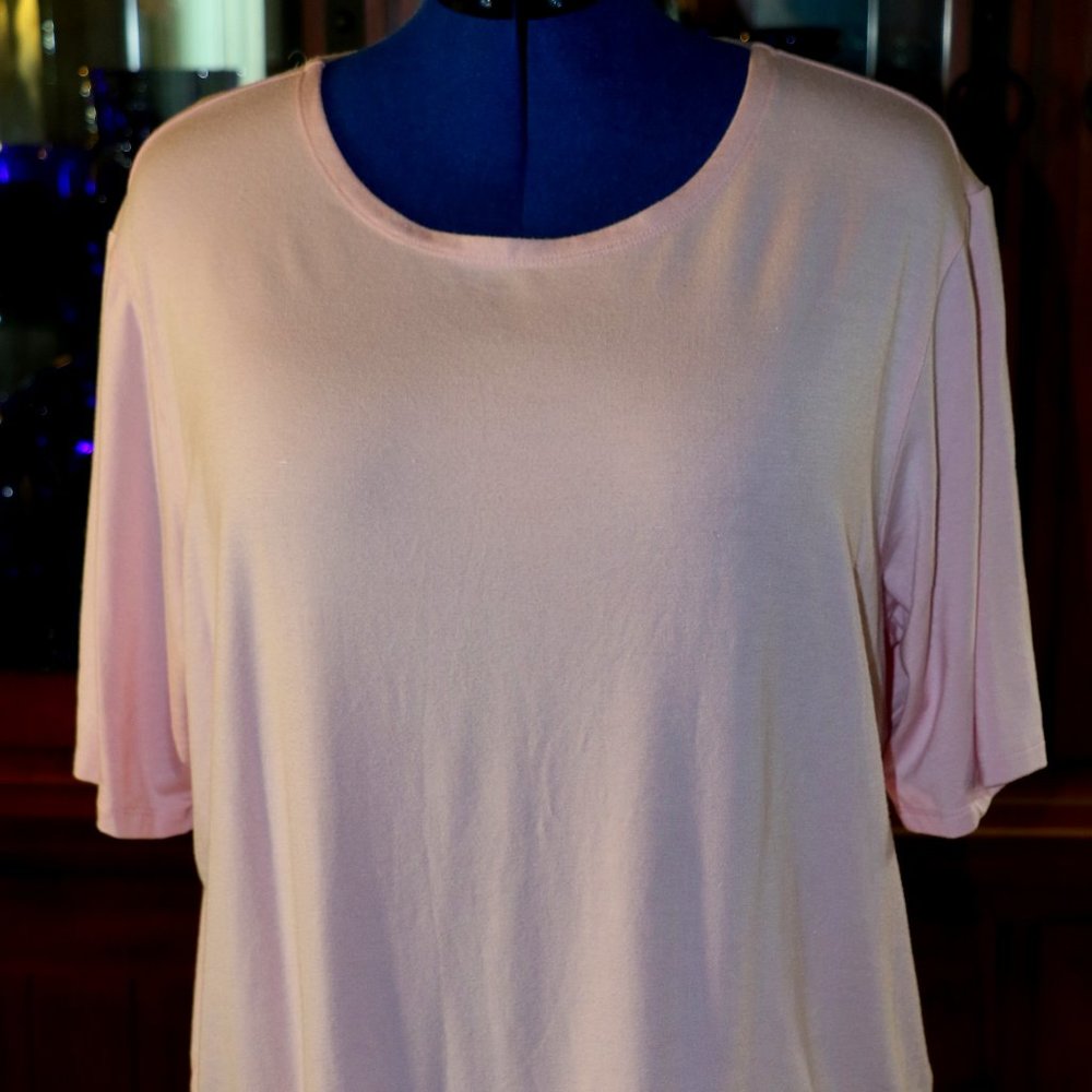 Women's Short-Sleeved Baby Pink Top by Freelance- 1X